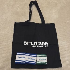 Splits59 Black Tote with Blue and Green Wristbands